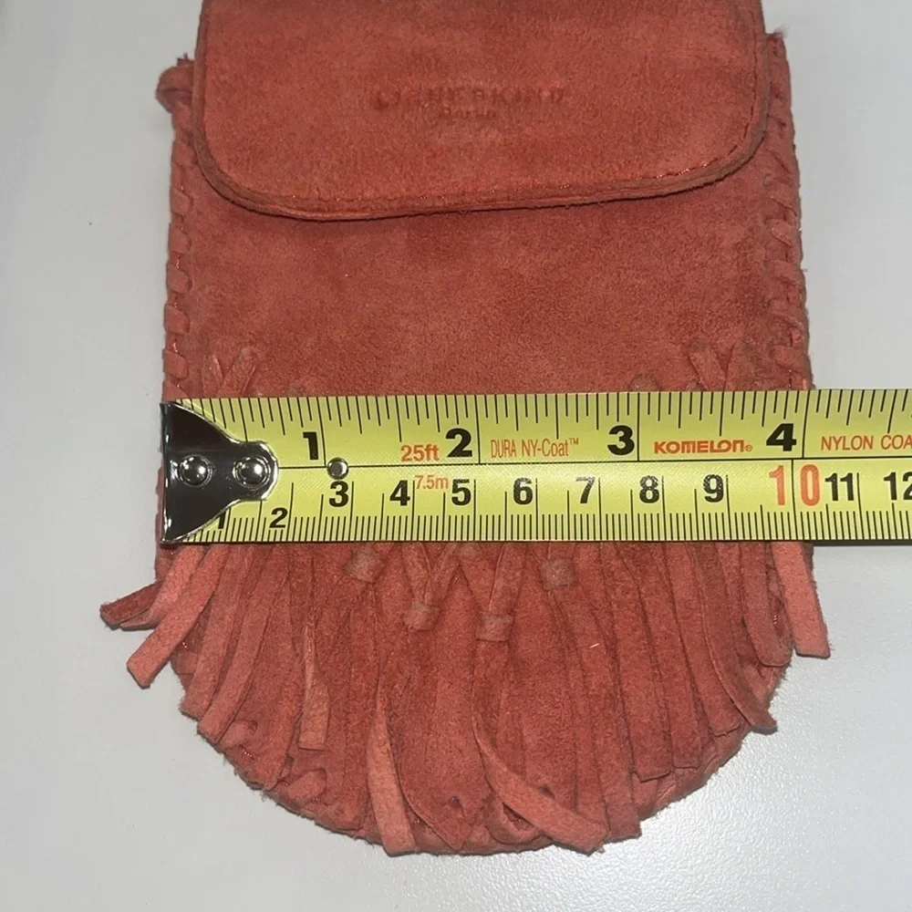 Liebeskind salmon colored mini leather Crossbody Bag with Fringe 3 pockets